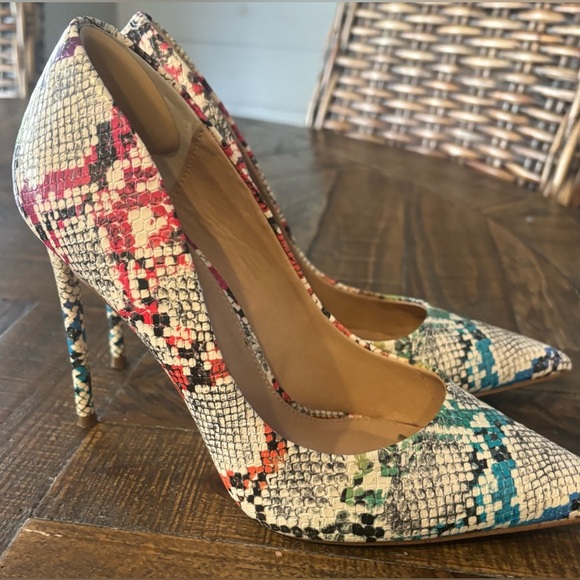 Steven Madden Womens 4 Inch Heels Vala Pump Snake Print Rainbow Colors Size 8.5M - Picture 1 of 11